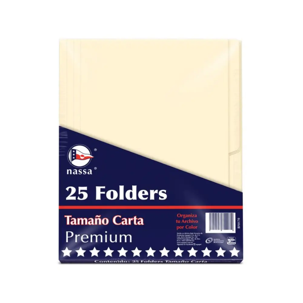 FOLDER CARTA NASA PTE. C/25 CREMA