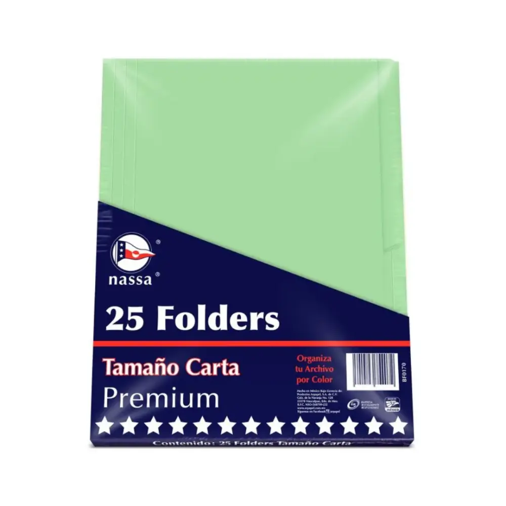 FOLDER CARTA NASA PTE. C/25 VERDE