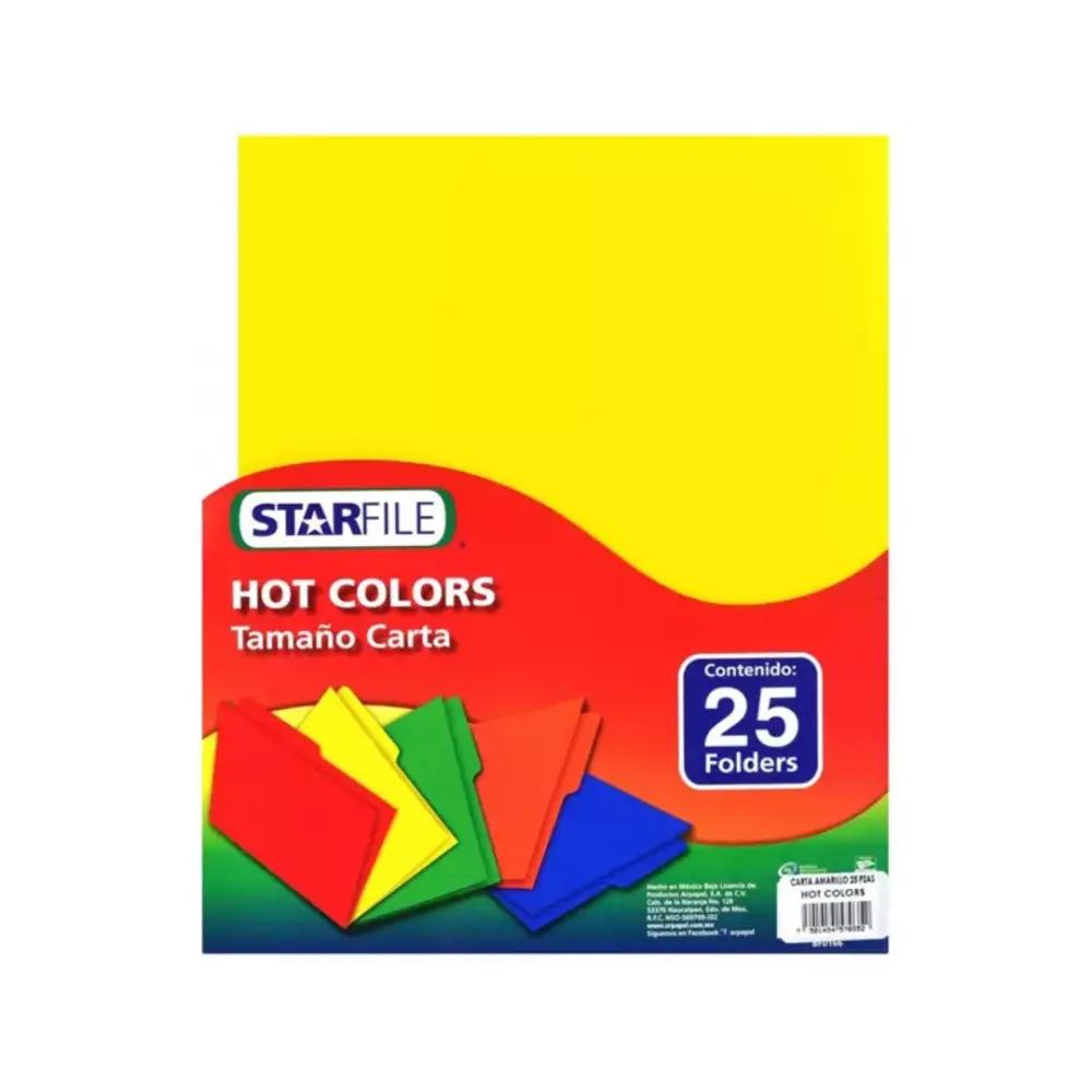 FOLDER STARFILE HOT COLORS CARTA PTE. C/25 AMARILLO