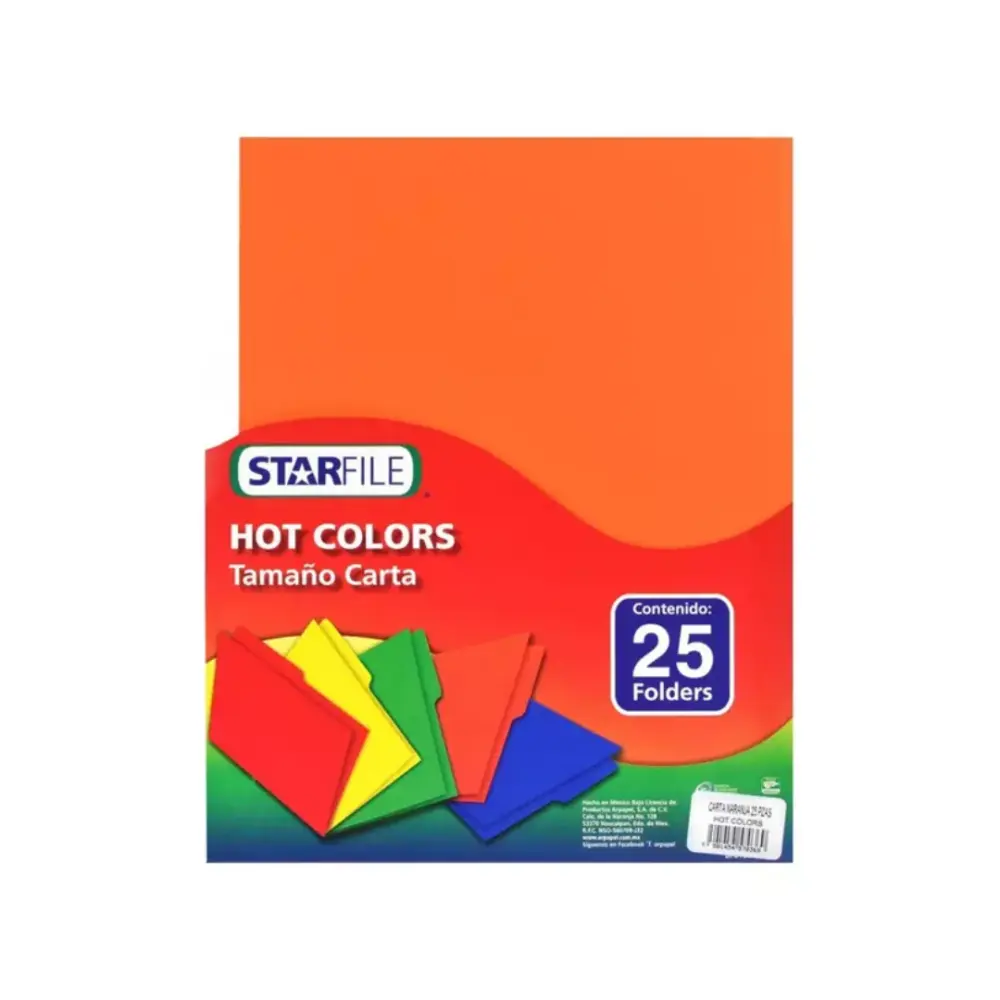 FOLDER STARFILE HOT COLORS CARTA PTE. C/25 NARANJA
