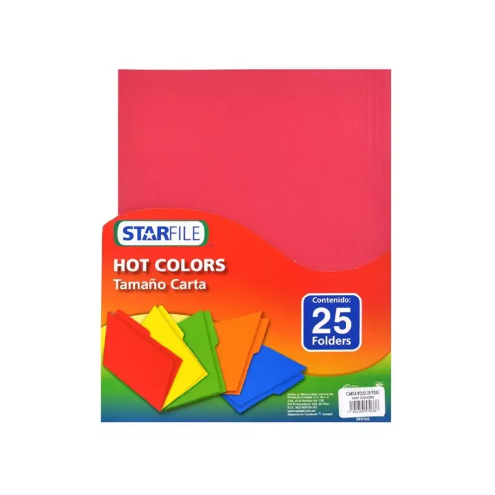 FOLDER STARFILE HOT COLORS CARTA PTE. C/25 ROJO
