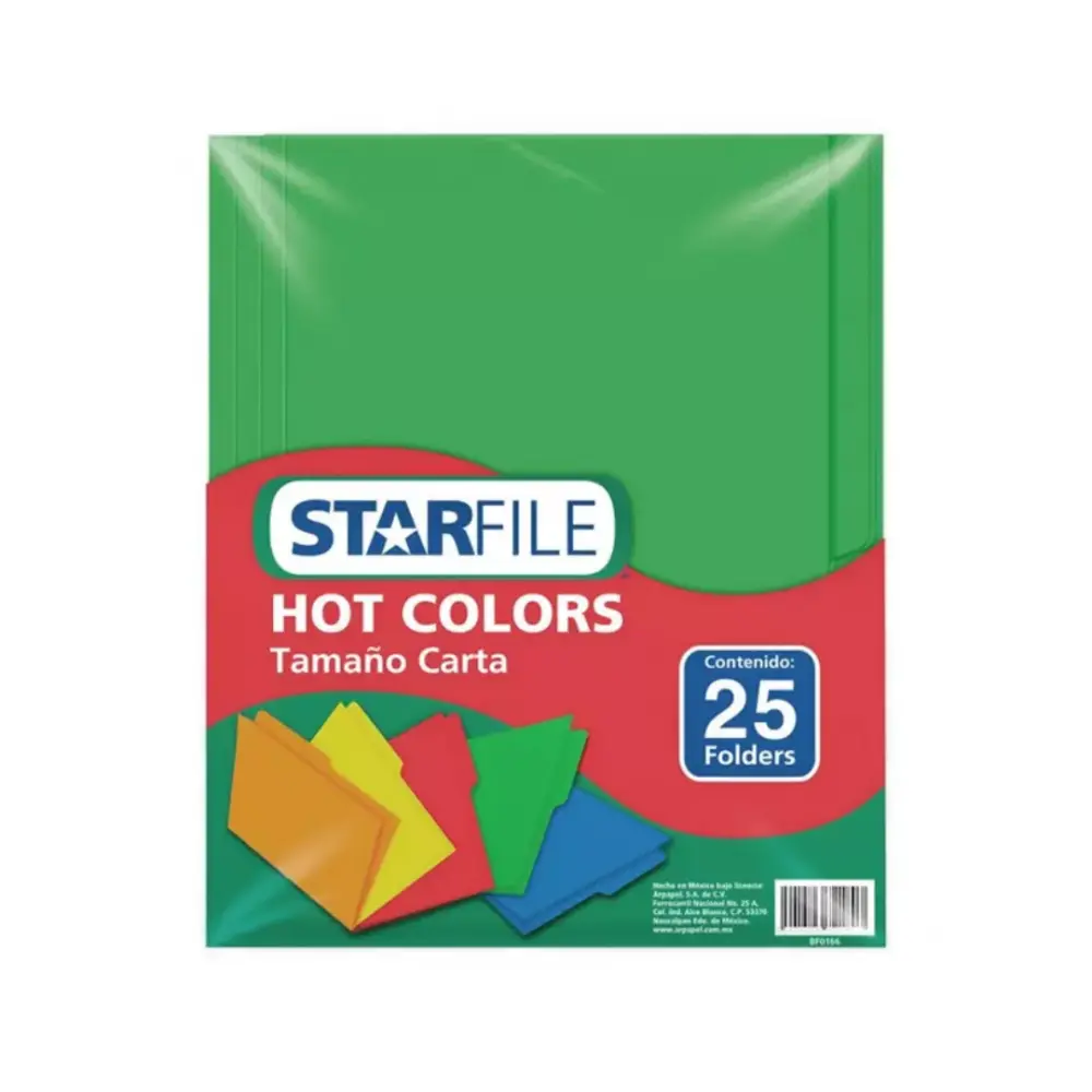 FOLDER STARFILE HOT COLORS CARTA PTE. C/25 VERDE
