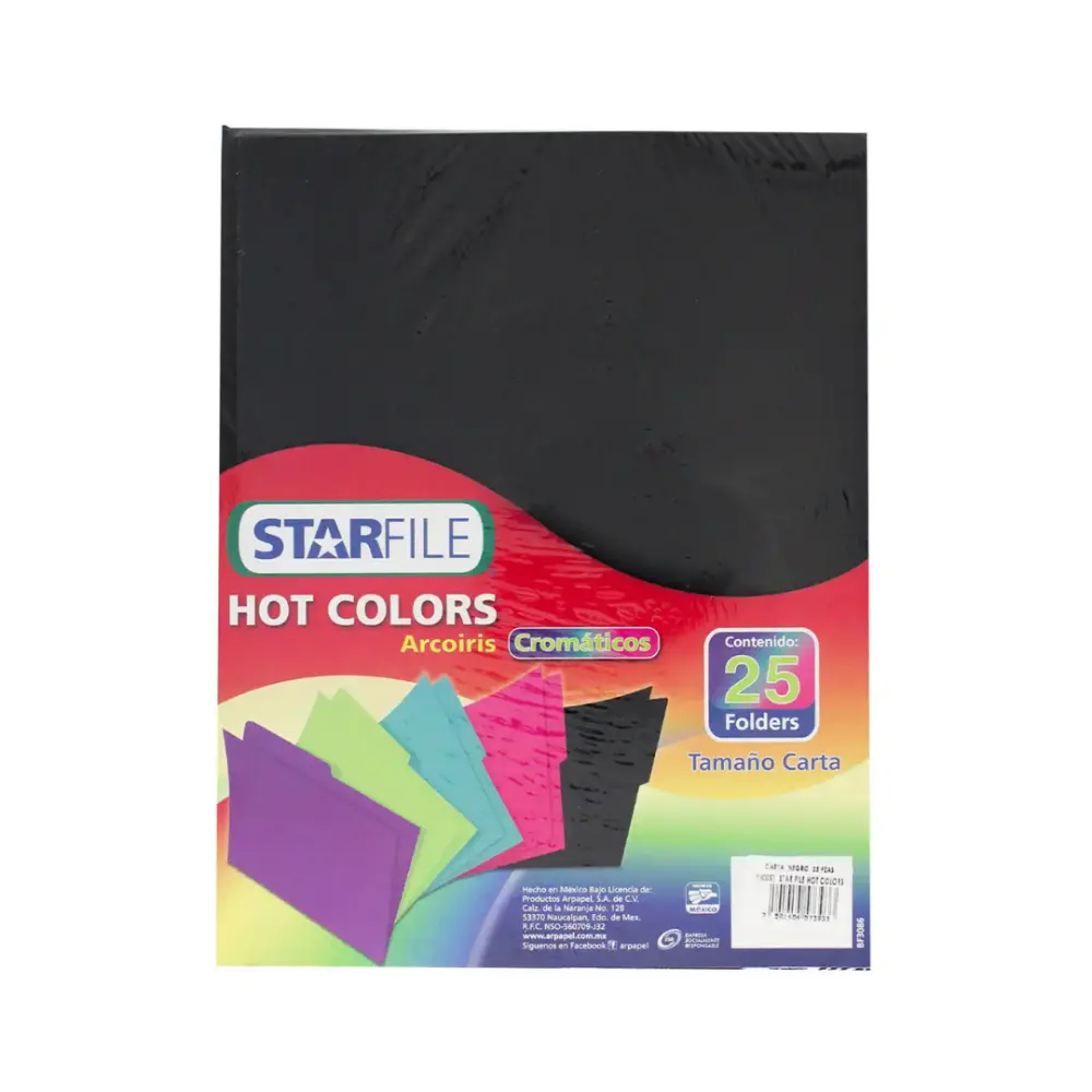 FOLDER STARFILE HOT COLORS CARTA PTE. C/25 NEGRO