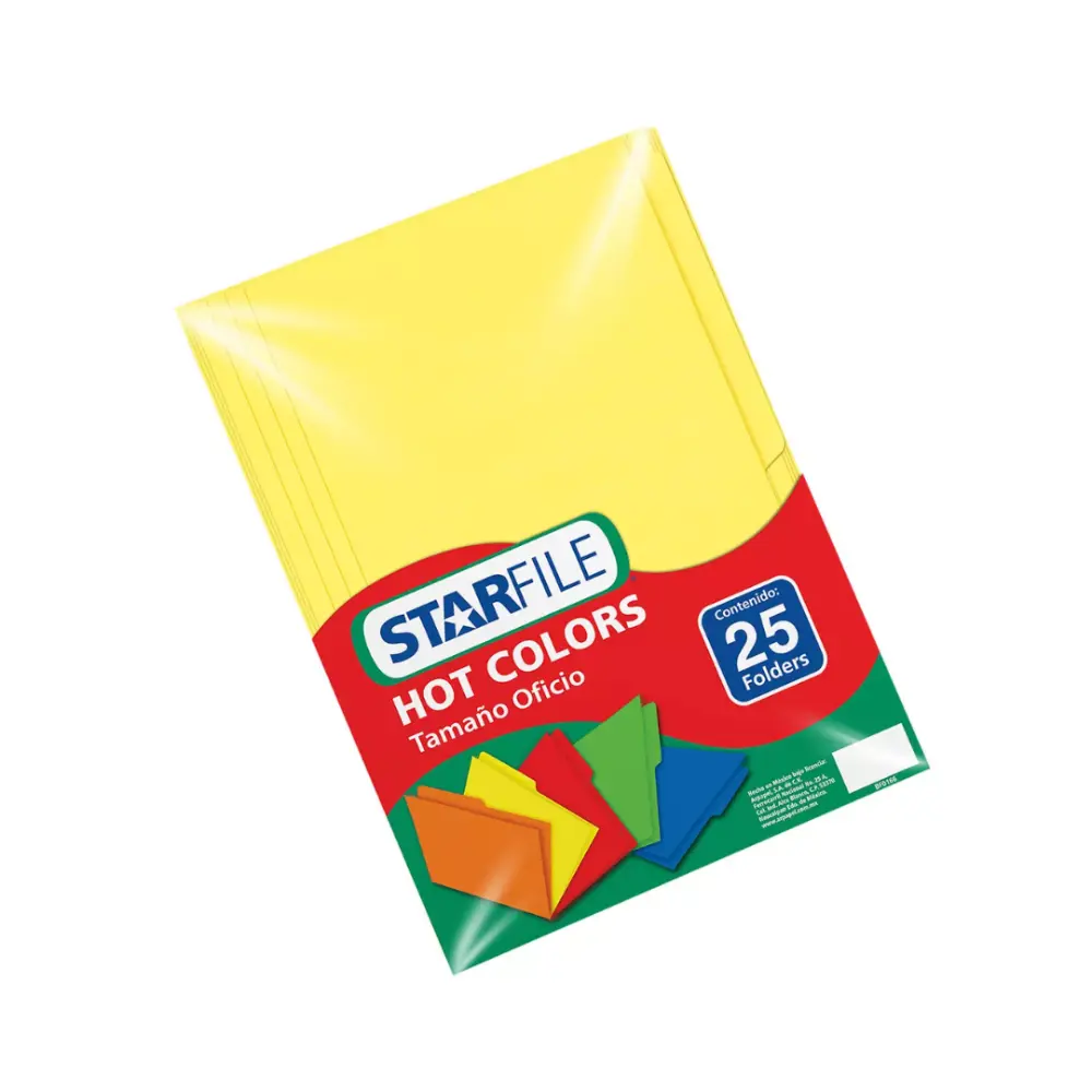 FOLDER STARFILE HOT COLORS OFICIO PTE. C/25 AMARILLO
