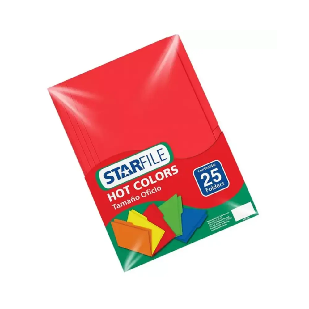 FOLDER STARFILE HOT COLORS OFICIO PTE. C/25 ROJO