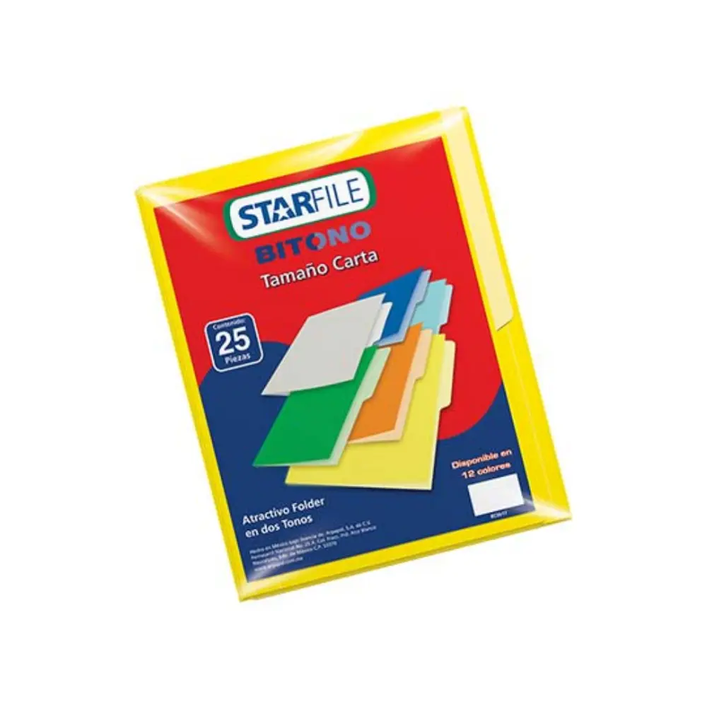 FOLDER STARFILE BITONO CARTA PTE. C/25 AMARILLO
