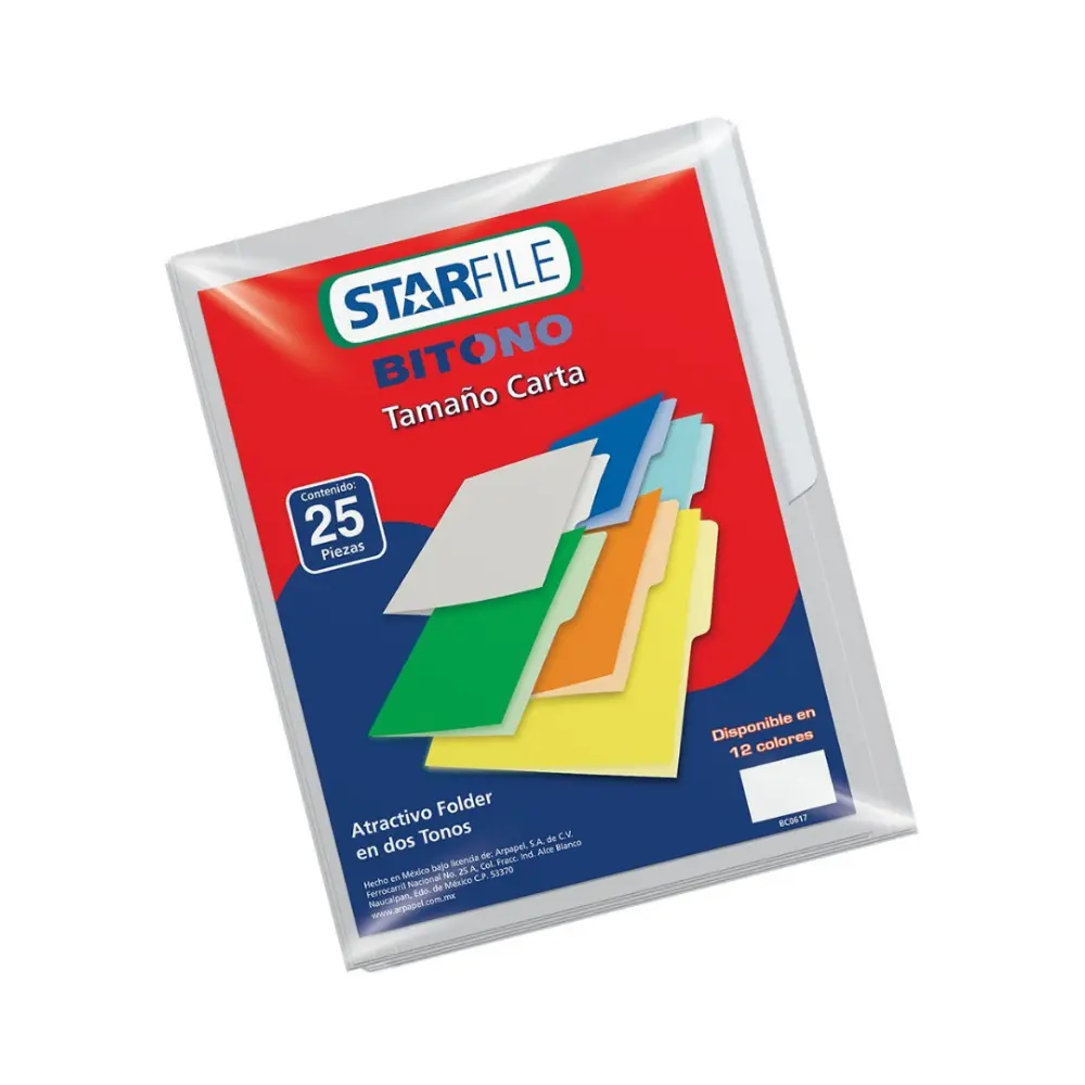 FOLDER STARFILE BITONO CARTA PTE. C/25 GRIS