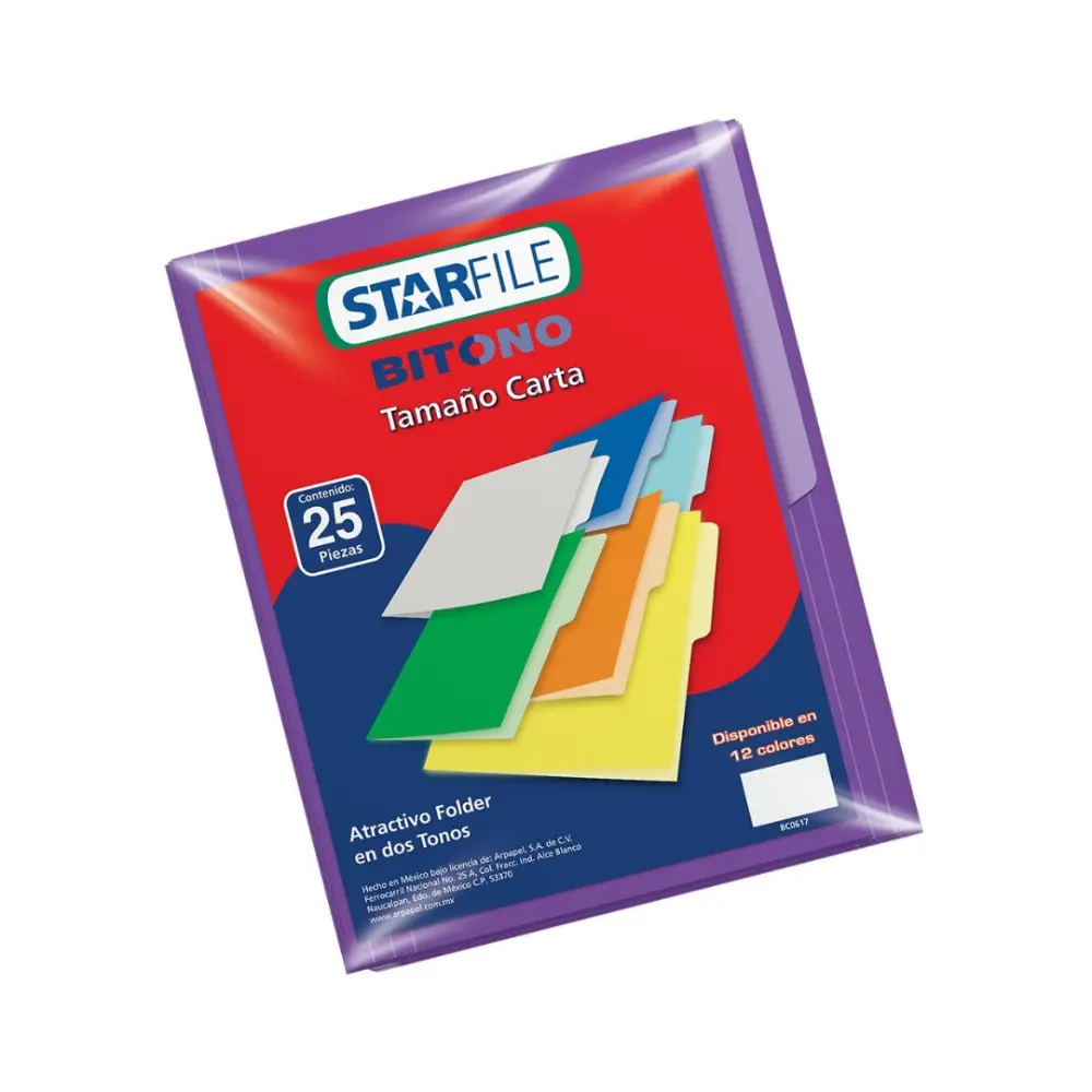 FOLDER STARFILE BITONO CARTA PTE. C/25 MORADO