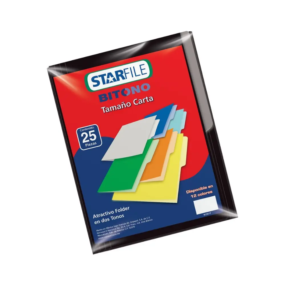 FOLDER STARFILE BITONO CARTA PTE. C/25 NEGRO