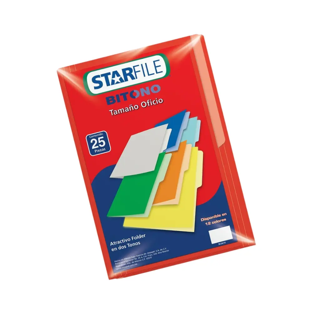 FOLDER STARFILE BITONO CARTA PTE. C/25 ROJO