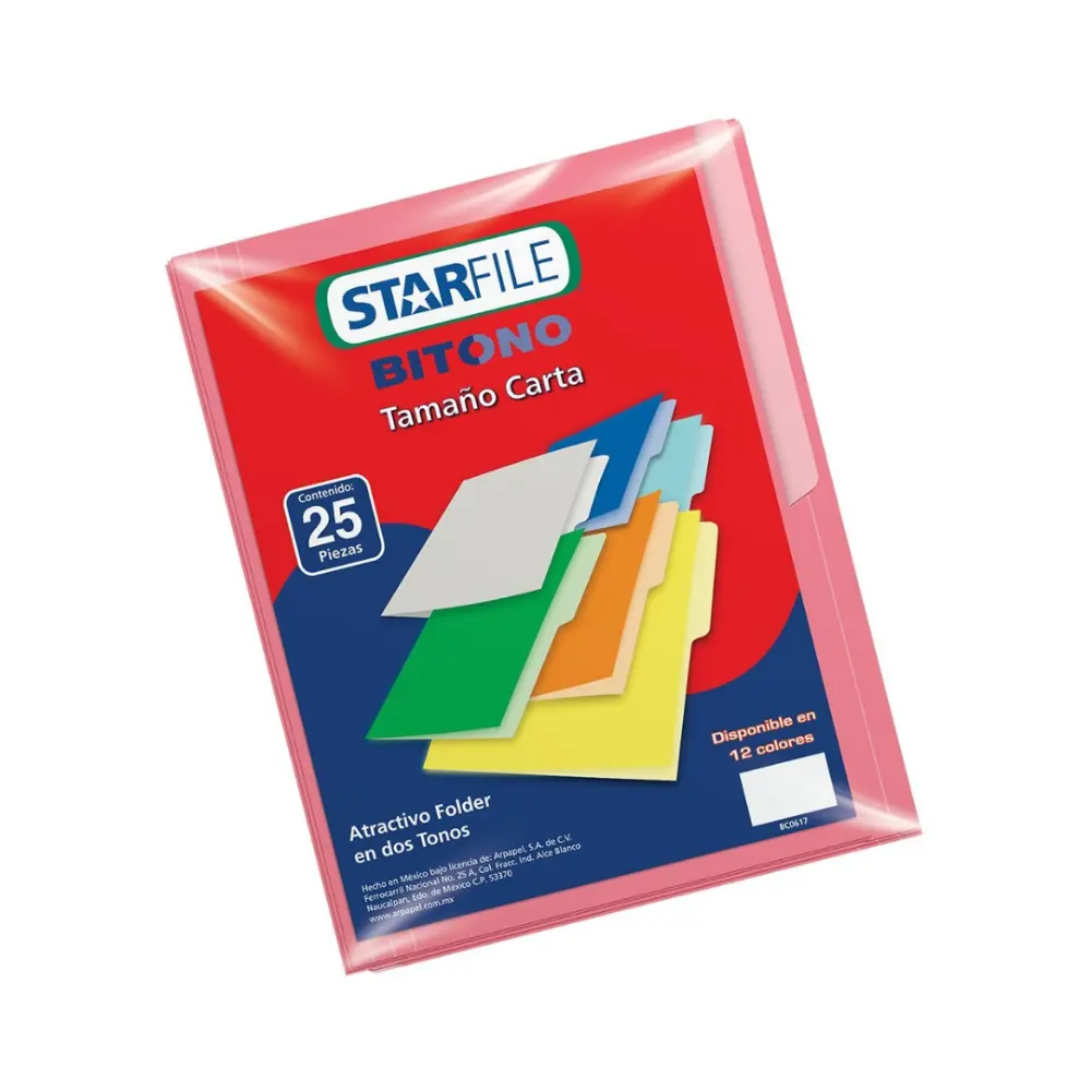 FOLDER STARFILE BITONO CARTA PTE. C/25 ROSA