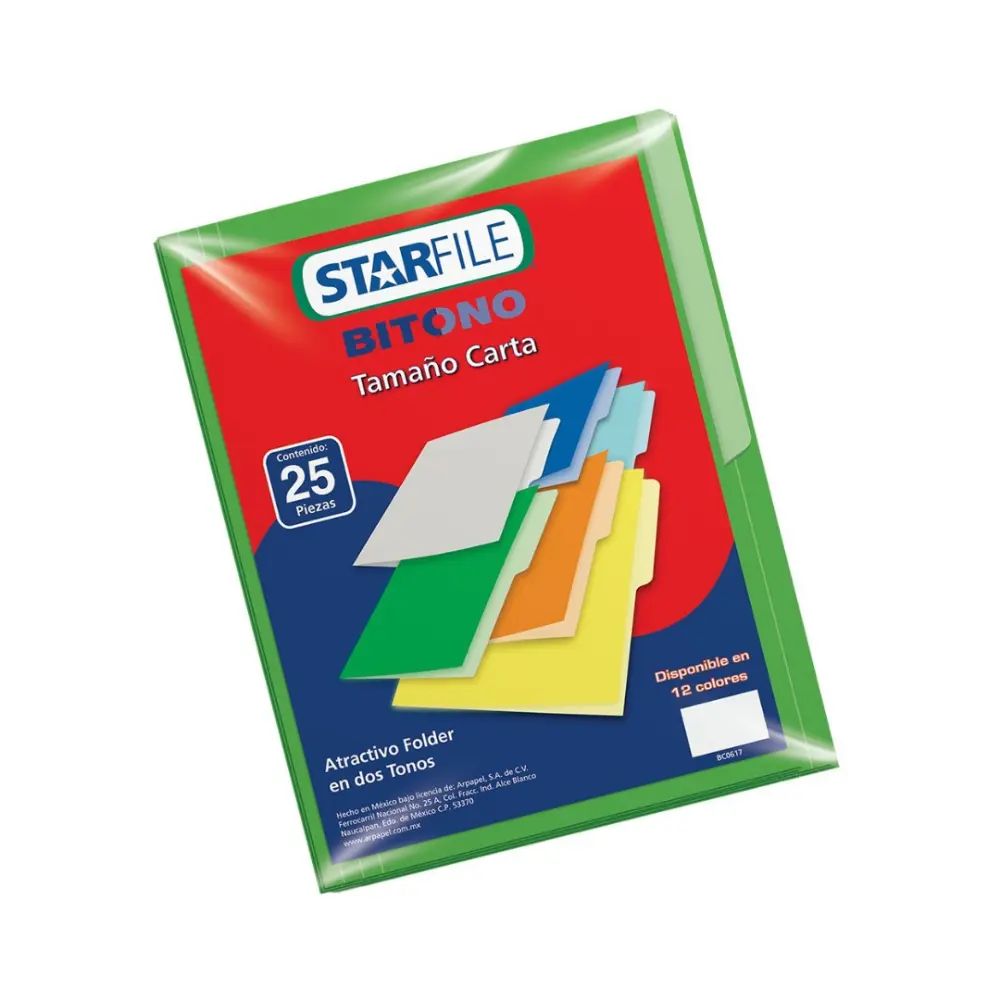 FOLDER STARFILE BITONO CARTA PTE. C/25 VERDE
