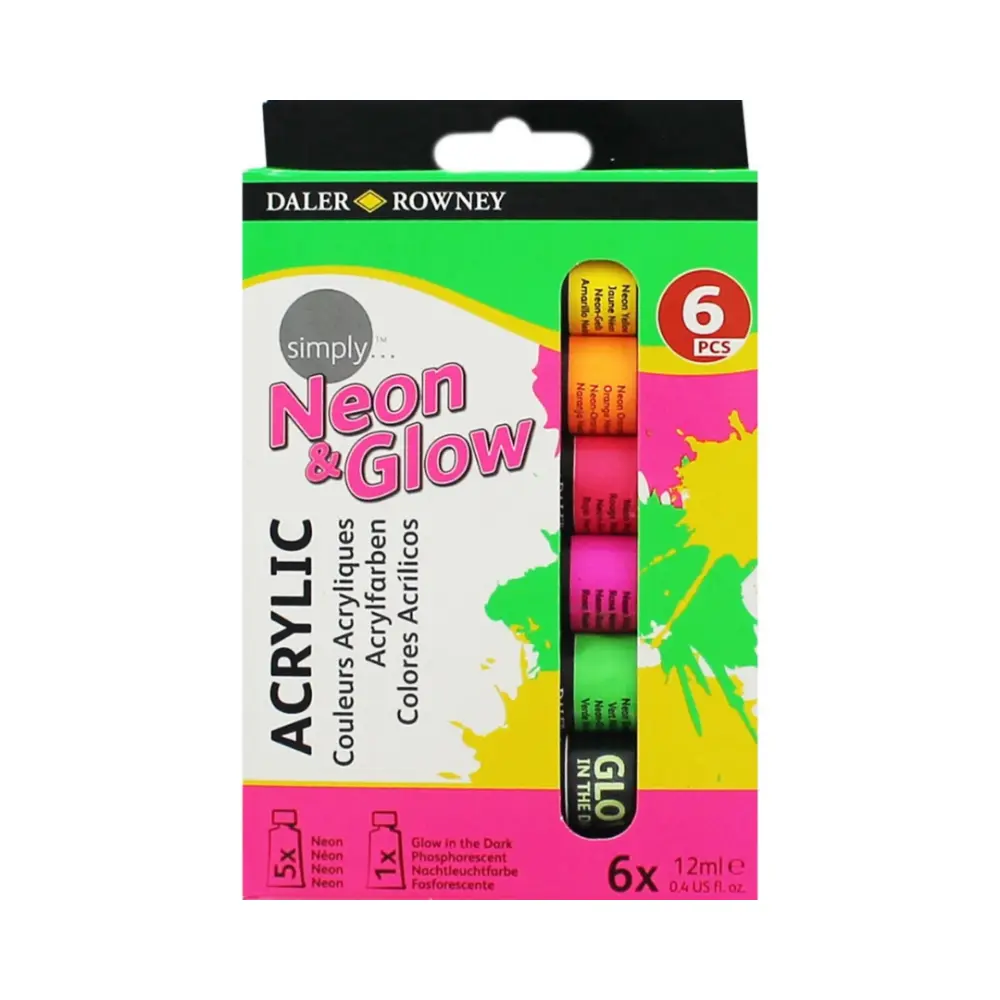 SET SIMPLY ACRYLIC NEON & GLOW IN THE DARK 6X12ML