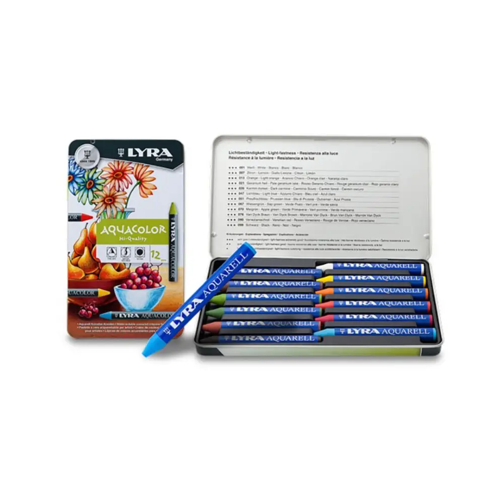 CRAYONES ACUARELABLES AQUARELL - ESTUCHE METALICO C/12