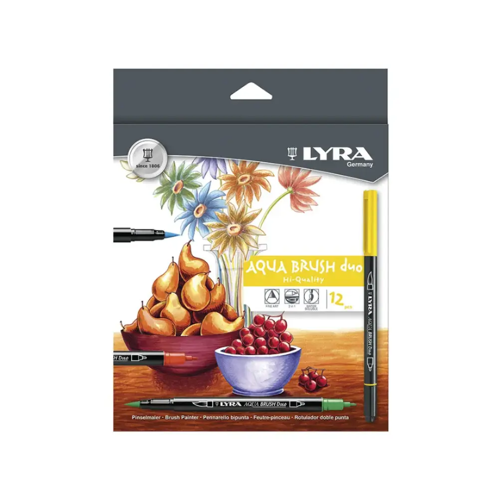 LYRA AQUA BRUSH DUO MARCADOR CON DOS PUNTAS TIPO PINCEL ESTUCHE DE CARTON CON 12 COLORES 44702