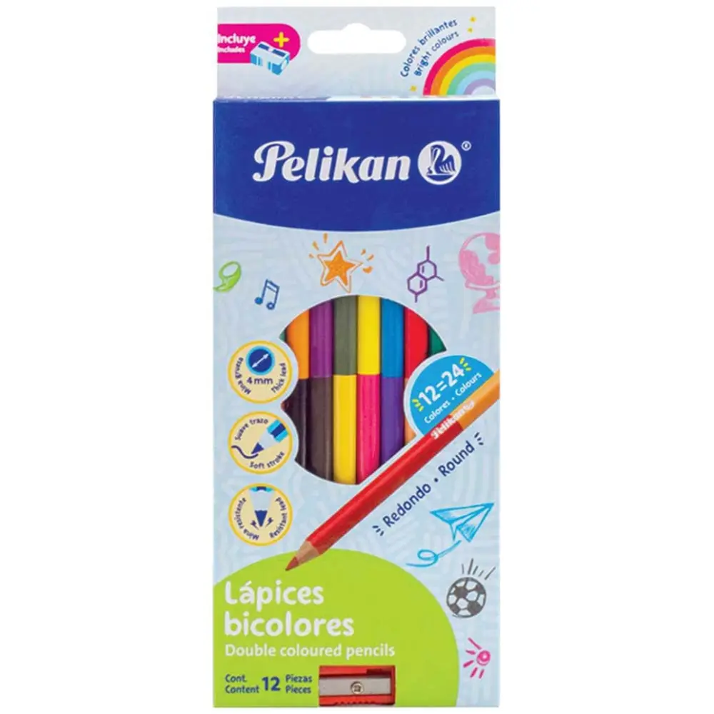 COLORES PELIKAN BICOLOR CAJA 12X24 PZAS.