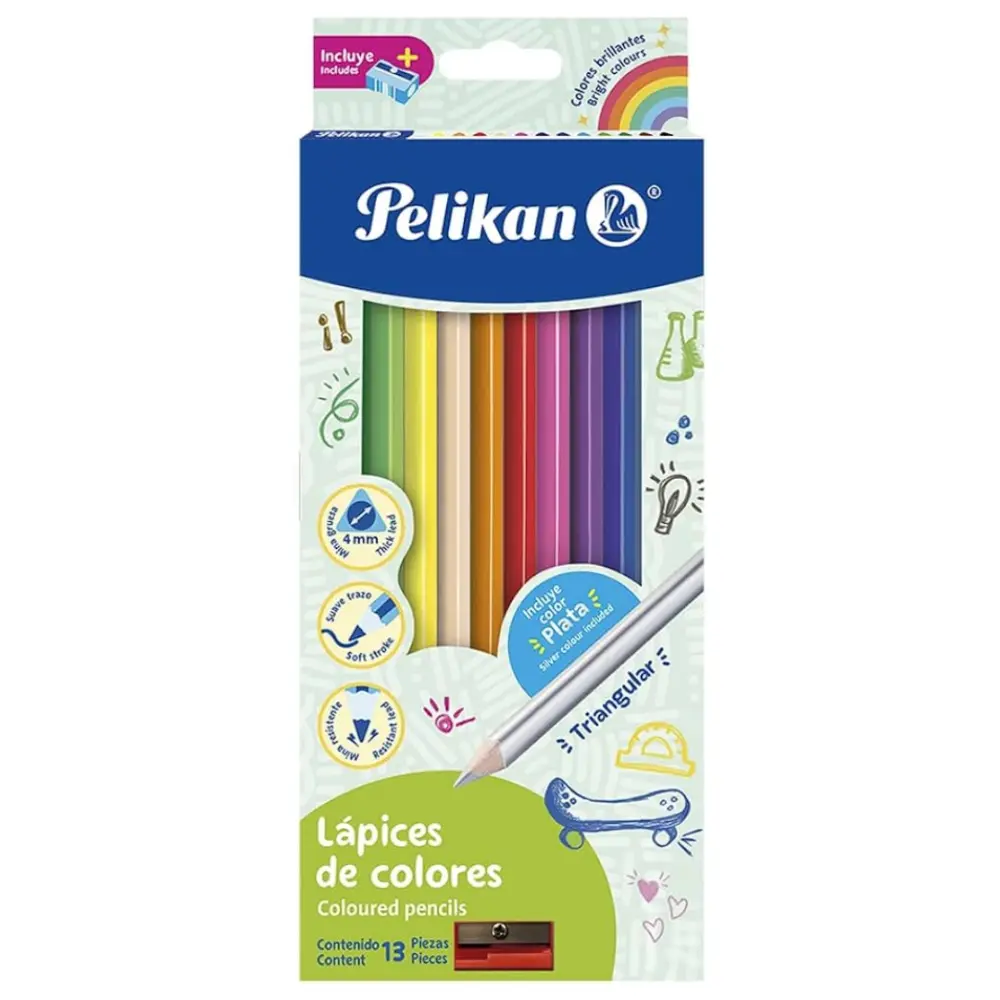 COLORES PELIKAN TRIANGULAR CAJA C/12 PZAS.