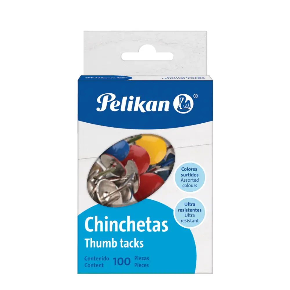 CHINCHES PELIKAN COLORES SURTIDOS CAJA C/100 PZAS
