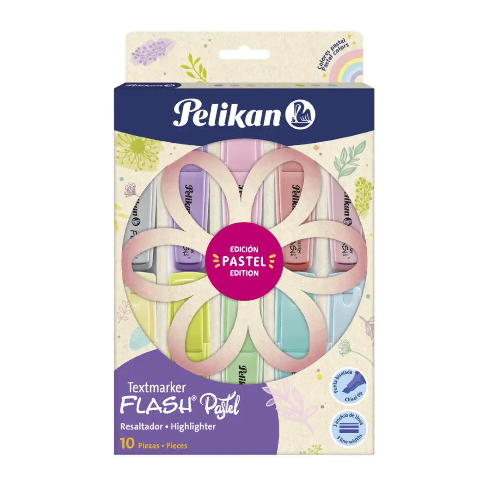 RESALTADOR PELIKAN TEXTMARKER FLASH PASTEL C/10 PZAS.