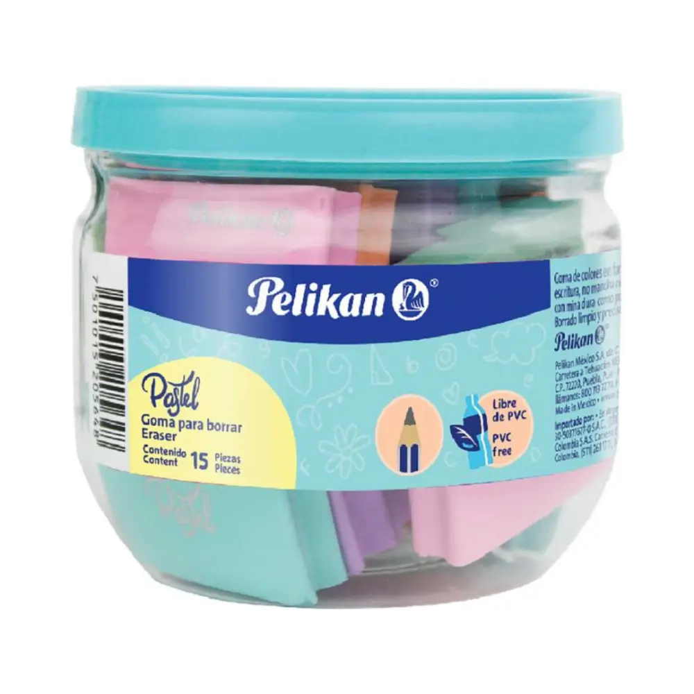 BORRADOR PELIKAN PASTEL BOTE C/15 PZAS.