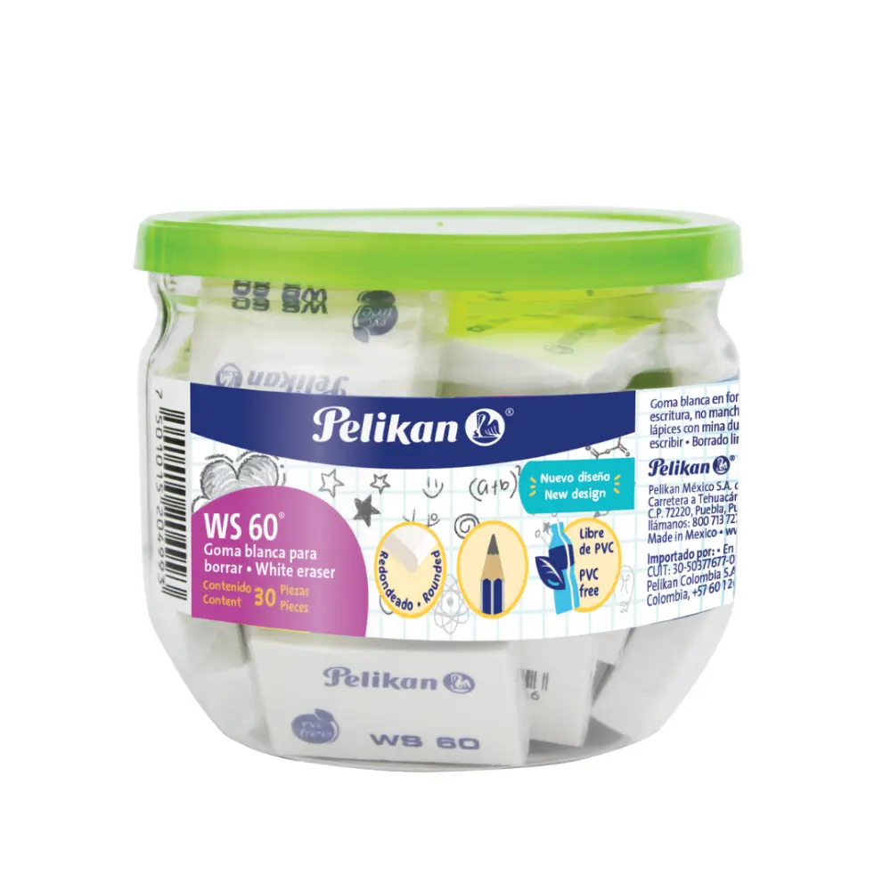 BORRADOR PELIKAN BLANCO WS-60 BOTE C/30 PIEZAS.
