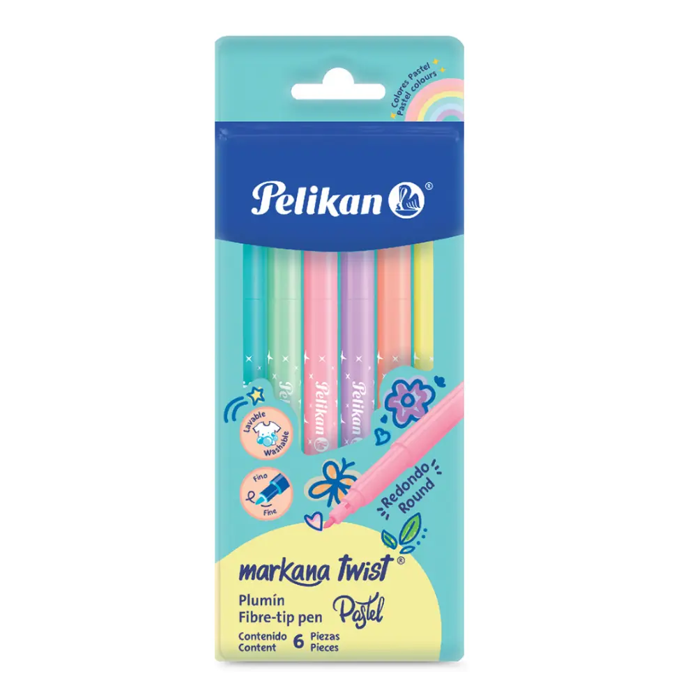 PLUMON PELIKAN MARKANA TWIST PASTEL C/6 PZAS.