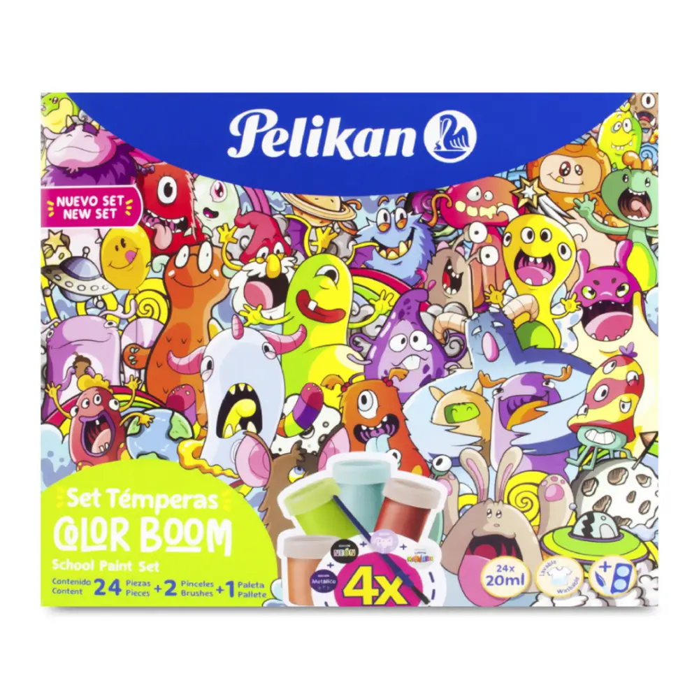 PINTURA PELIKAN TEMPERA COLOR BOOM ESTUCHE C/24 PZAS.