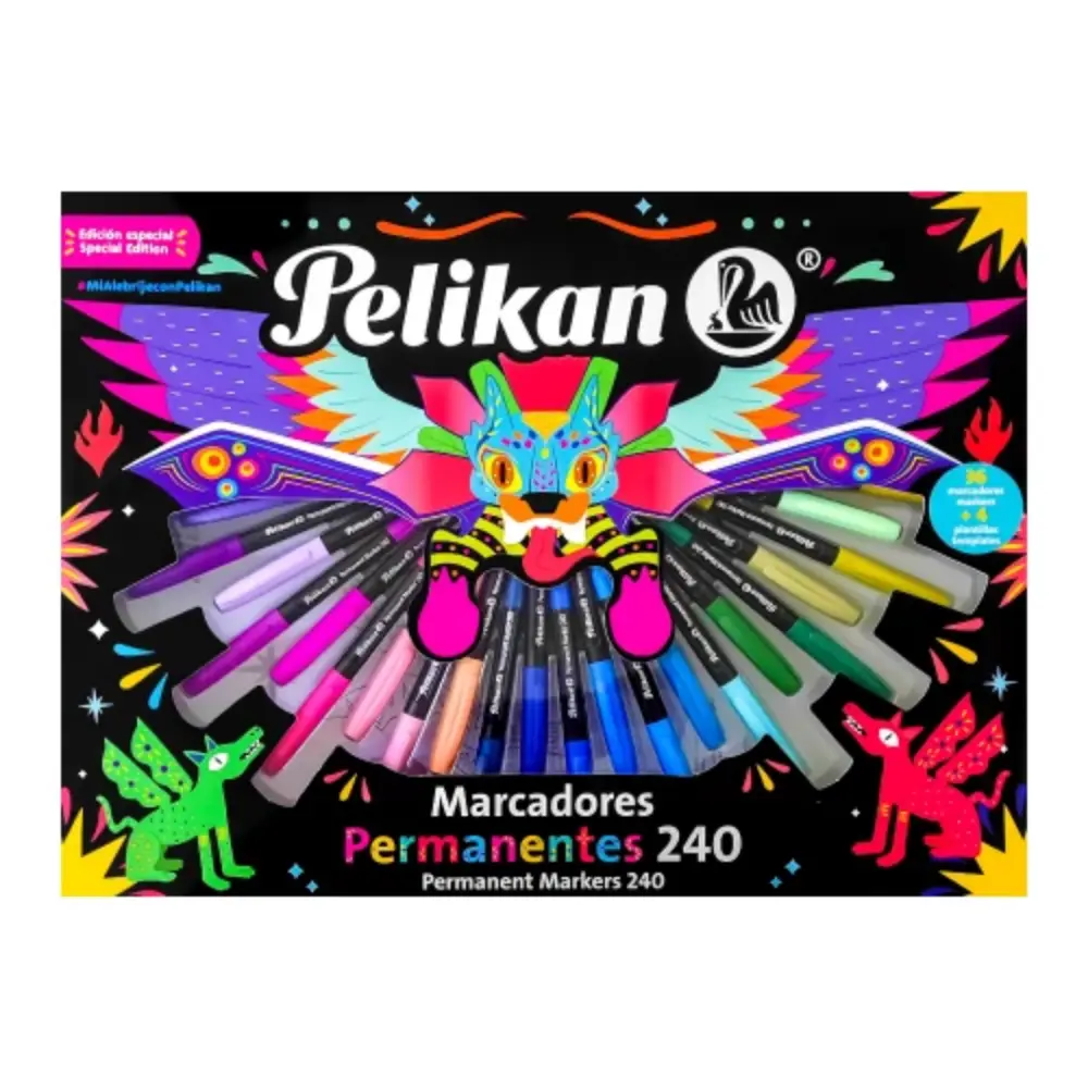MARCADOR PERMANENTE PELIKAN 240 P/FINO ESTUCHE C/36 PZAS.