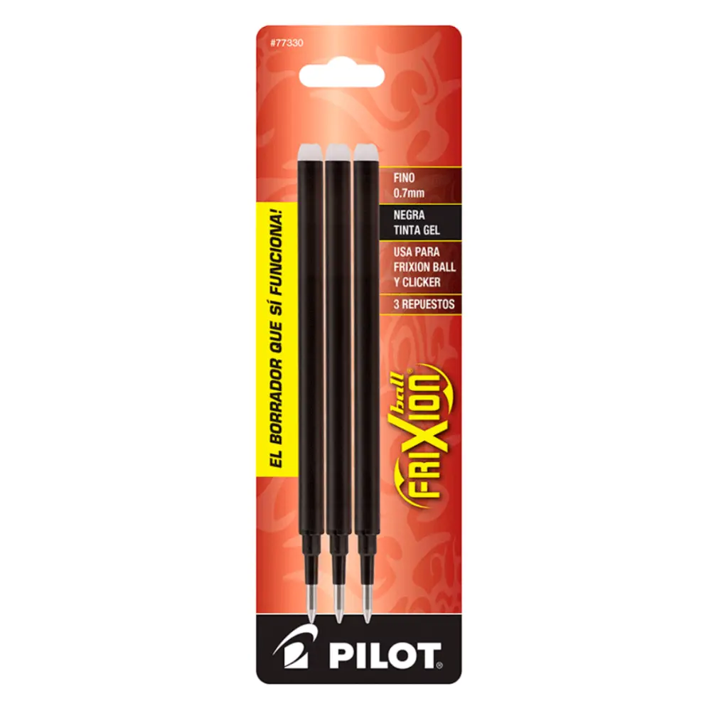 REPUESTO PILOT FRIXION NEGRO BLISTER C/3 PZAS. 77330