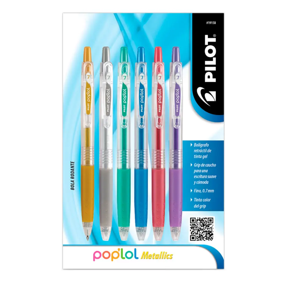 BOLIGRAFO PILOT GEL POP LOL 0.7 COLOR METALICOS 18045/46