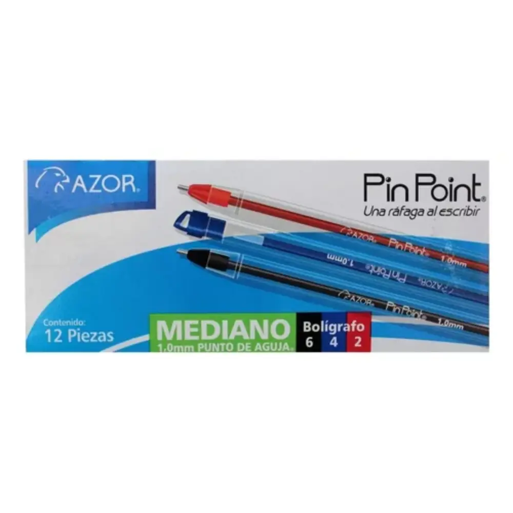 BOLIGRAFO AZOR PIN POINT P/MEDIANO CAJA 12 SURTIDAS