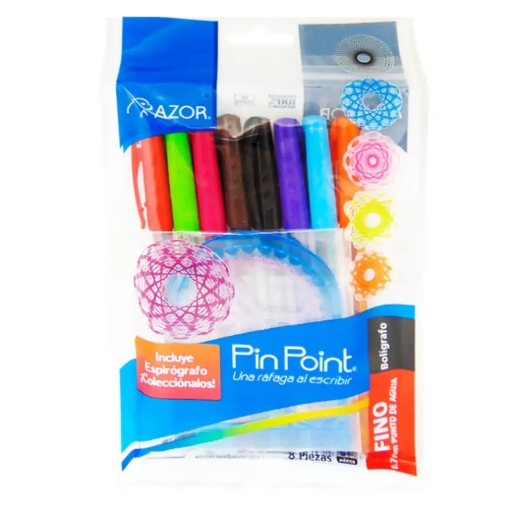 BOLIGRAFO AZOR PIN POINT COLORES PTE. C/8 PZAS.