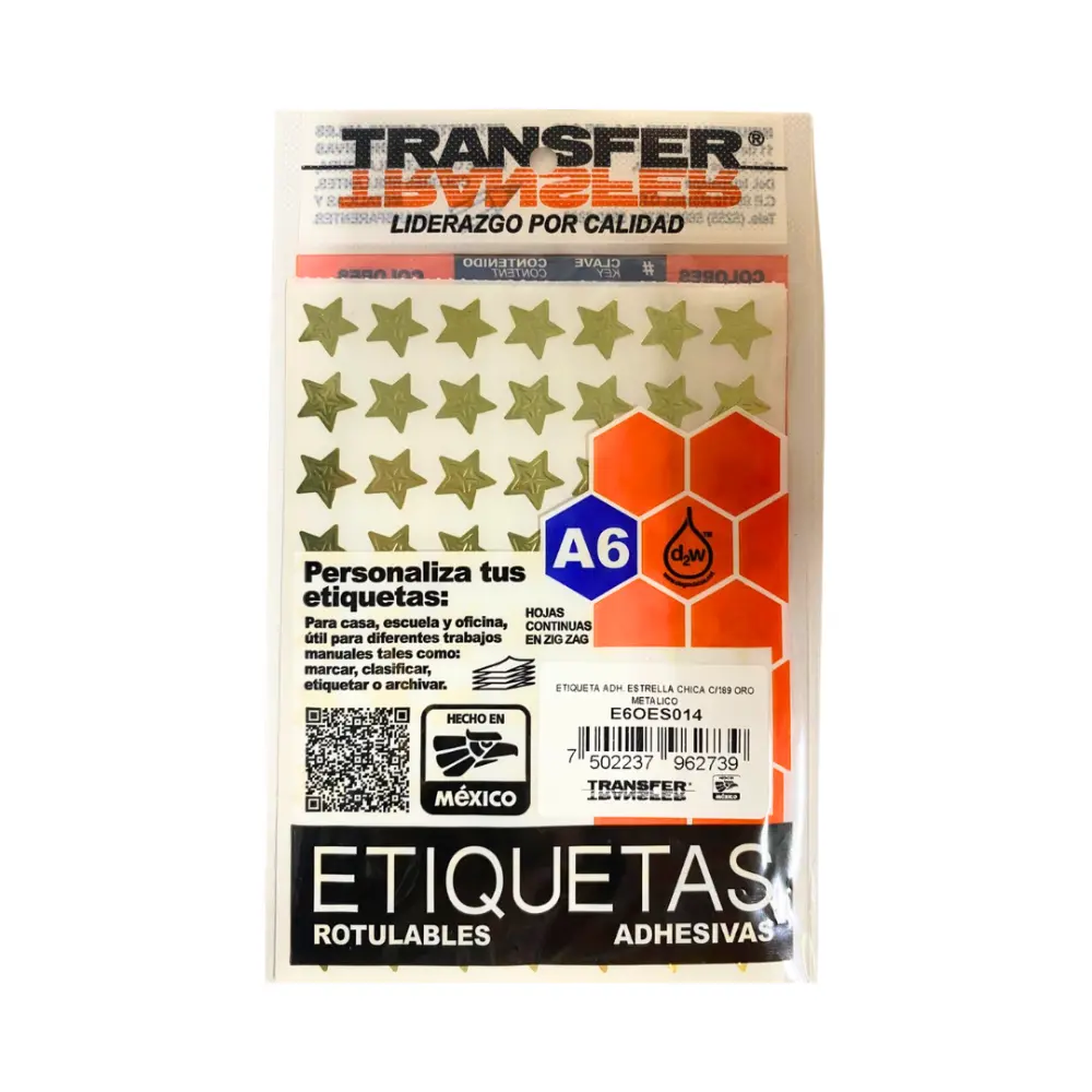 ESTRELLA ADHERIBLE CHICA 14 MM C/189 ORO TRANSFER