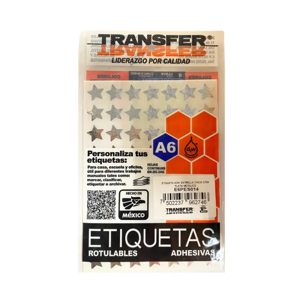 ESTRELLA ADHERIBLE CHICA 14 MM C/189 PLATA TRANSFER