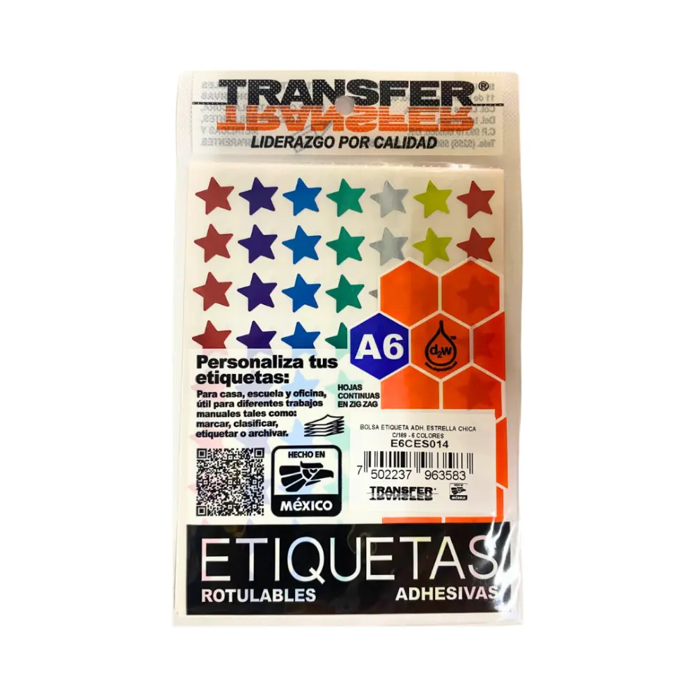 ESTRELLA ADHERIBLE CHICA 14 MM C/189 COLORES TRANSFER