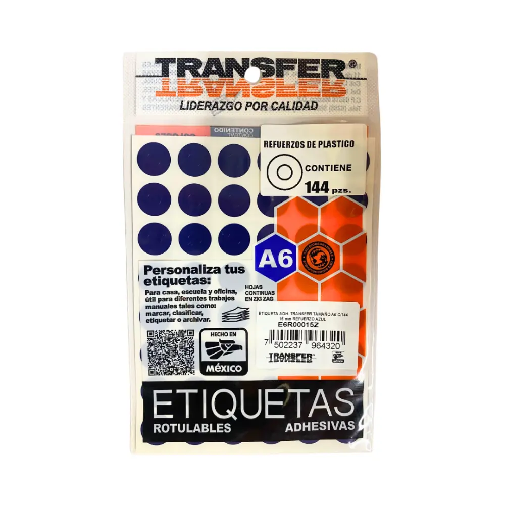 REFUERZO PARA HOJA 15 MM C/144 AZUL TRANSFER