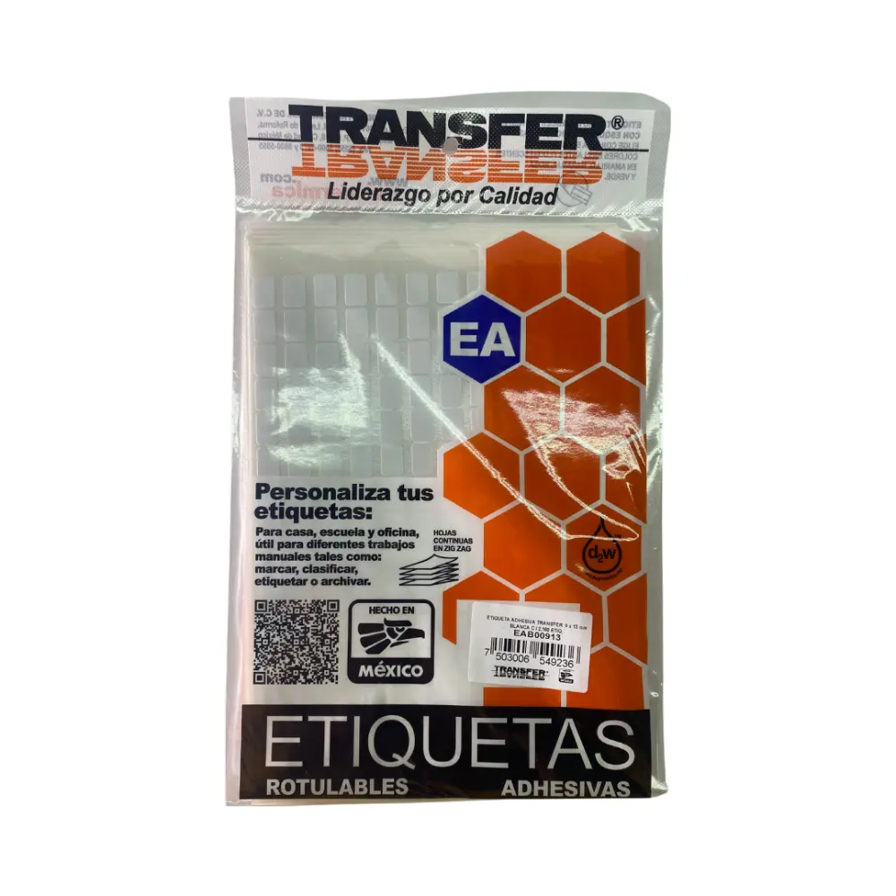 ETIQUETA ADHESIVA TRANSFER BLANCA NO.1  9X13 MM. C/2160