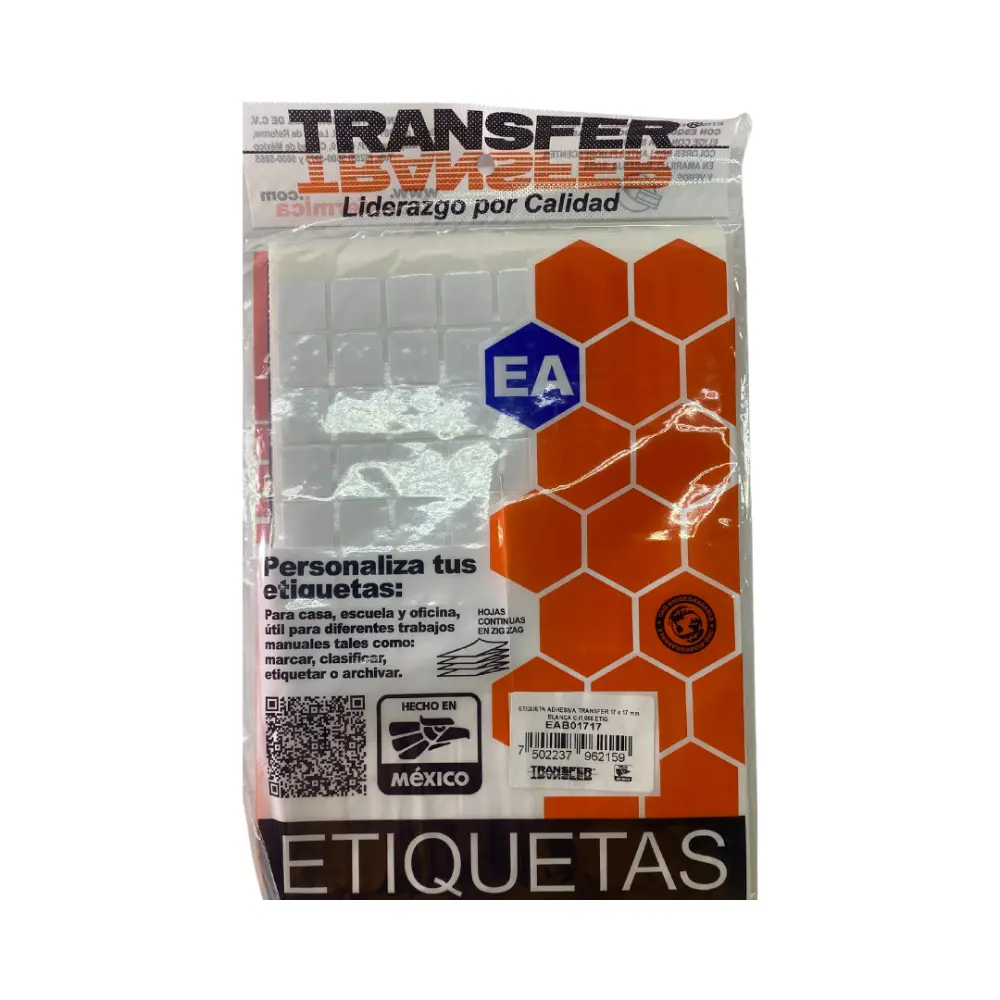 ETIQUETA ADHESIVA TRANSFER BLANCA NO.3  17X17 MM. C/1056