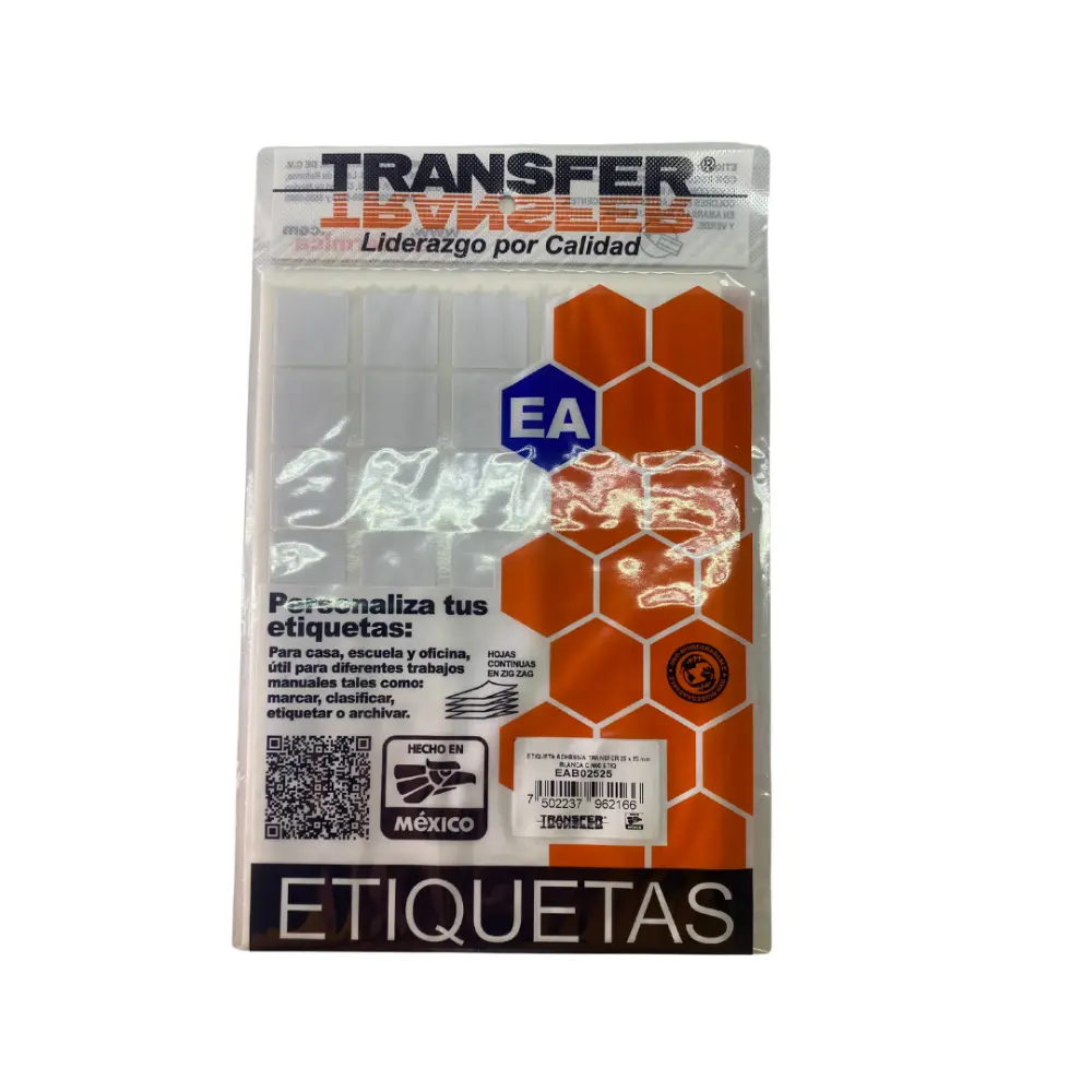 ETIQUETA ADHESIVA TRANSFER BLANCA NO.5  25X25 MM. C/480