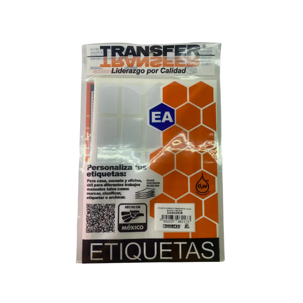 ETIQUETA ADHESIVA TRANSFER BLANCA NO.7  25X38 MM. C/300