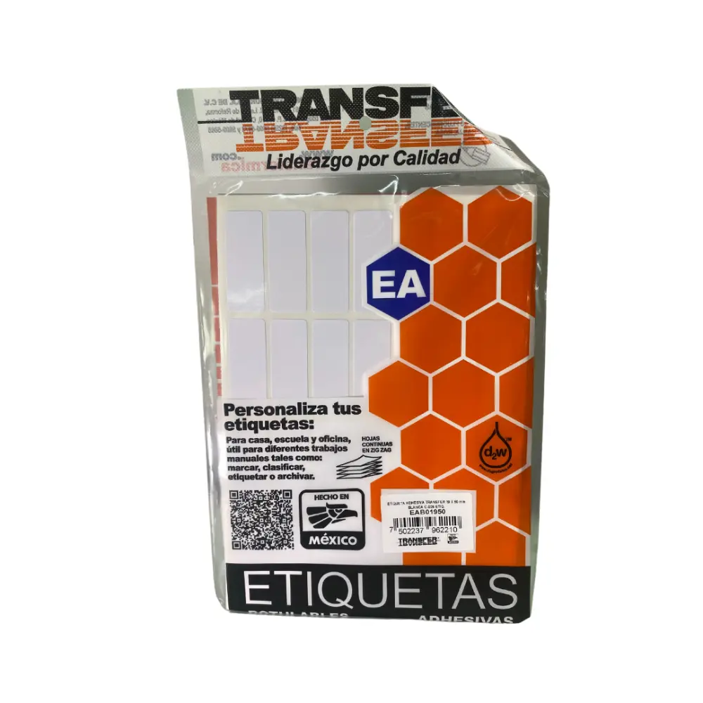 ETIQUETA ADHESIVA TRANSFER BLANCA NO.15  19X50 MM. C/336