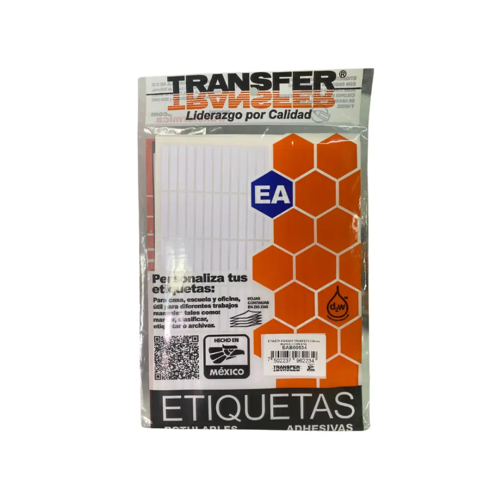 ETIQUETA ADHESIVA TRANSFER BLANCA NO.21  5X34 MM. C/1656