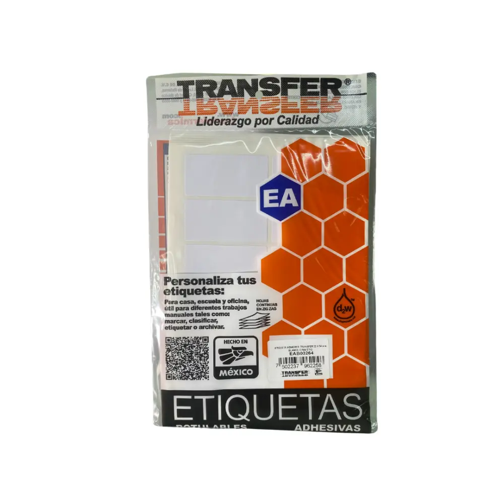 ETIQUETA ADHESIVA TRANSFER BLANCA NO.24  32X64 MM. C/144
