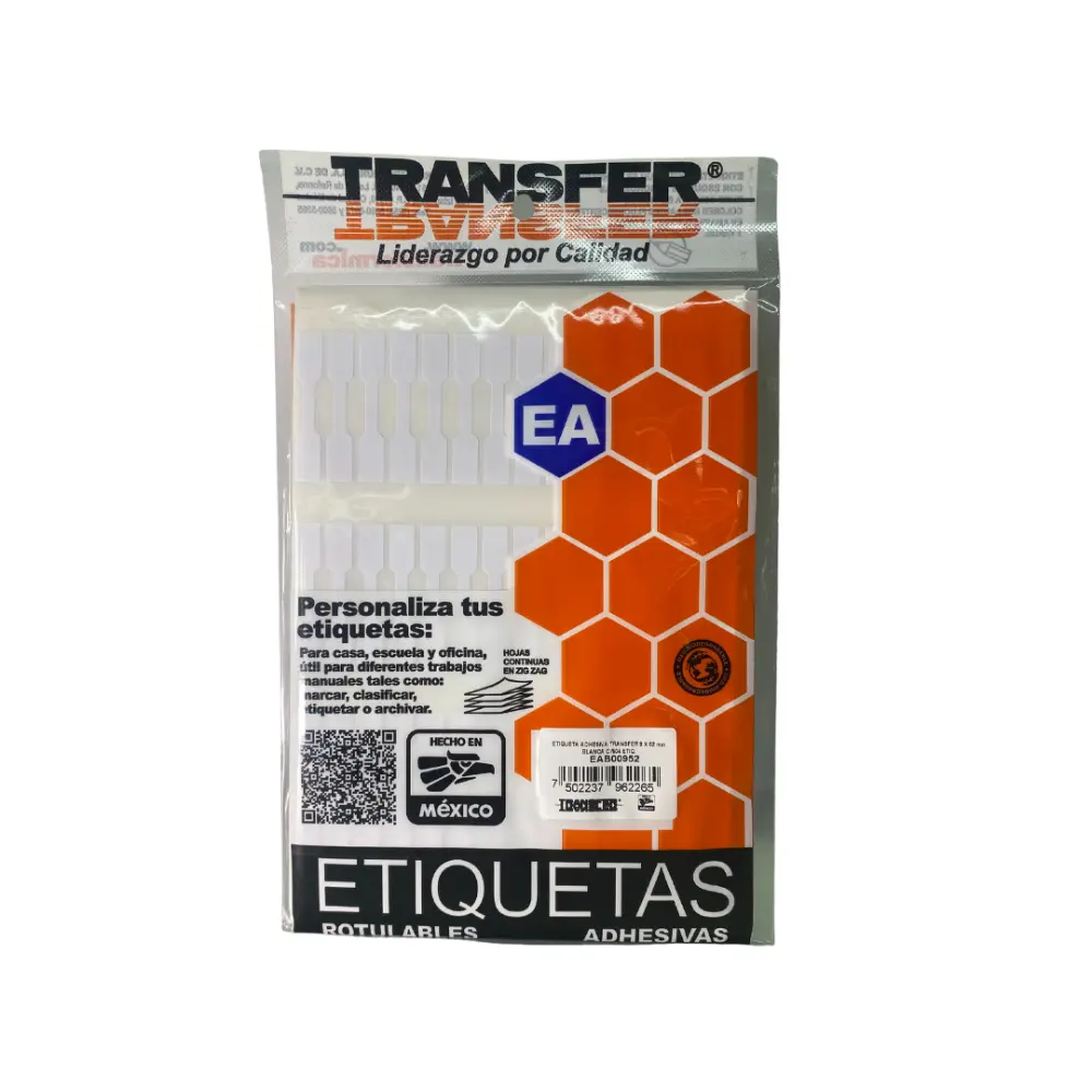 ETIQUETA ADHESIVA TRANSFER BLANCA NO.26  9X52 MM. C/504