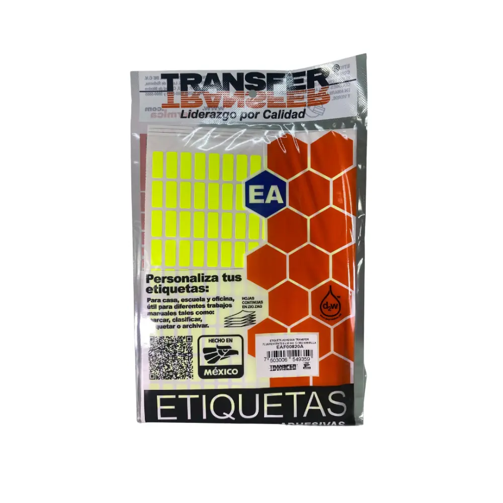 ETIQUETA ADHESIVA TRANSFER AMARILLA NO.4  8X20 MM. C/882