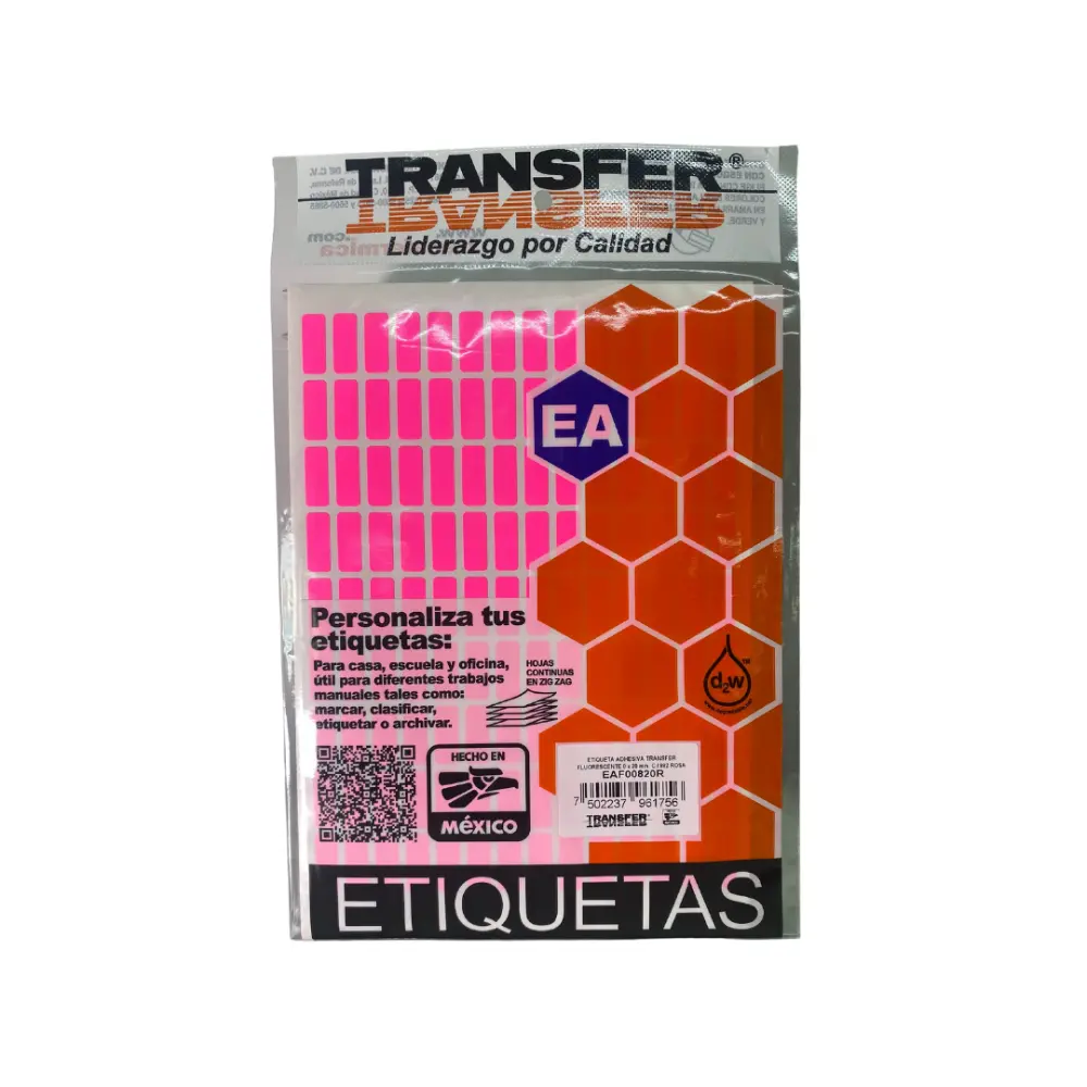 ETIQUETA ADHESIVA TRANSFER ROSA NO.4  8X20 MM. C/882