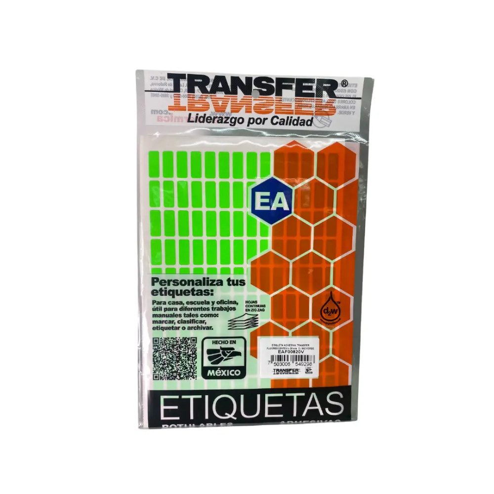 ETIQUETA ADHESIVA TRANSFER VERDE NO.4  8X20 MM. C/882