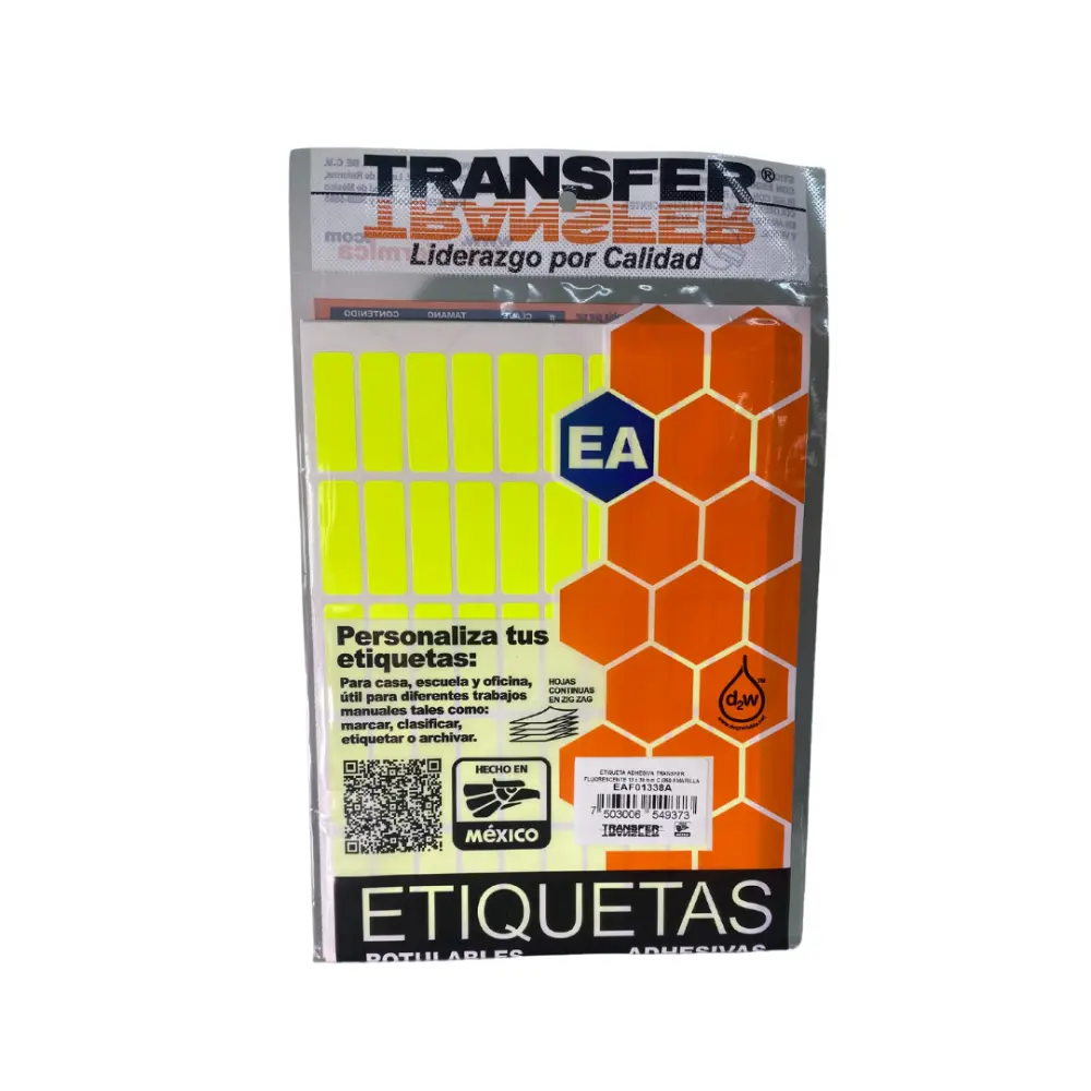 ETIQUETA ADHESIVA TRANSFER AMARILLA NO.6  13X38 MM. C/350
