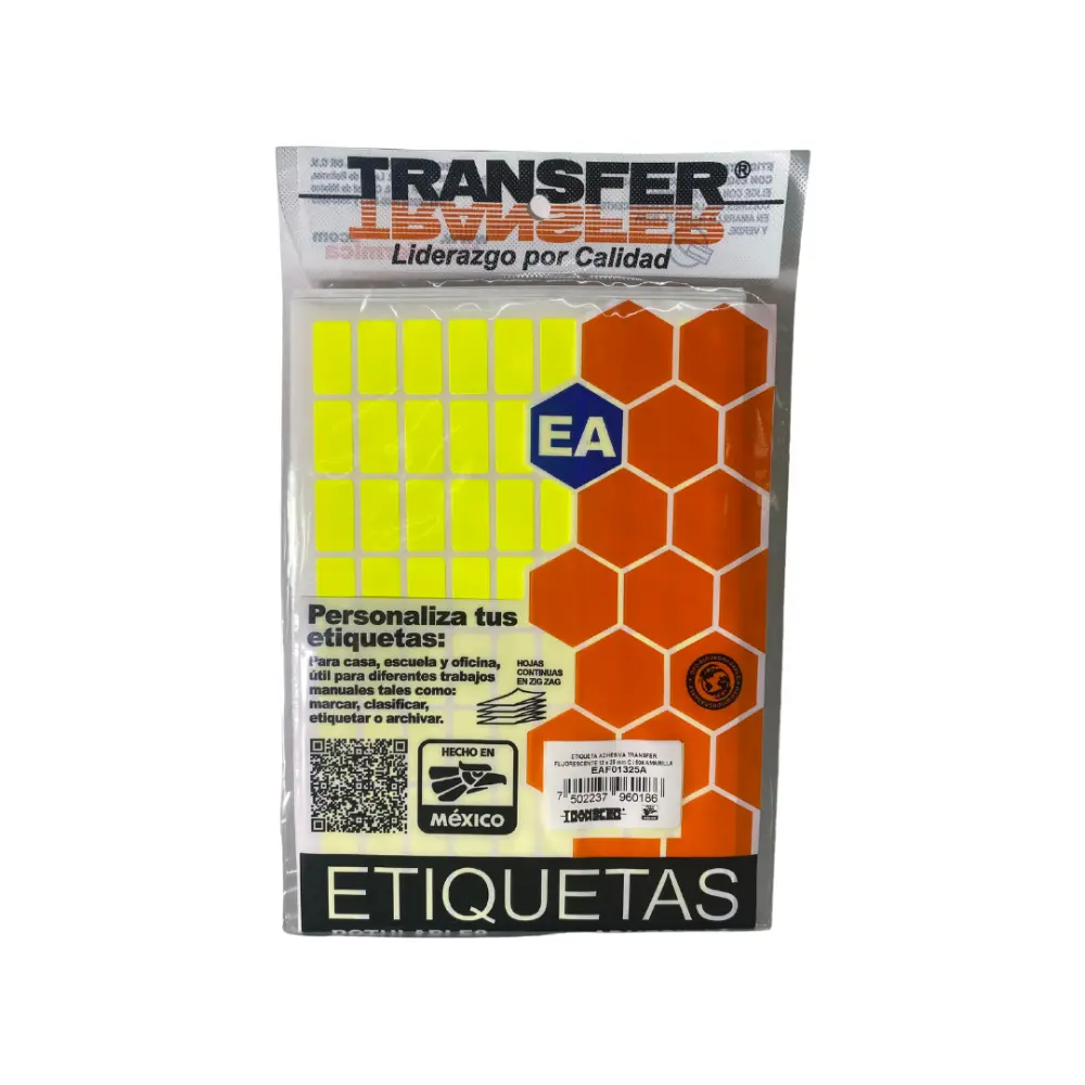 ETIQUETA ADHESIVA TRANSFER AMARILLA NO.8  13X25 MM. C/504