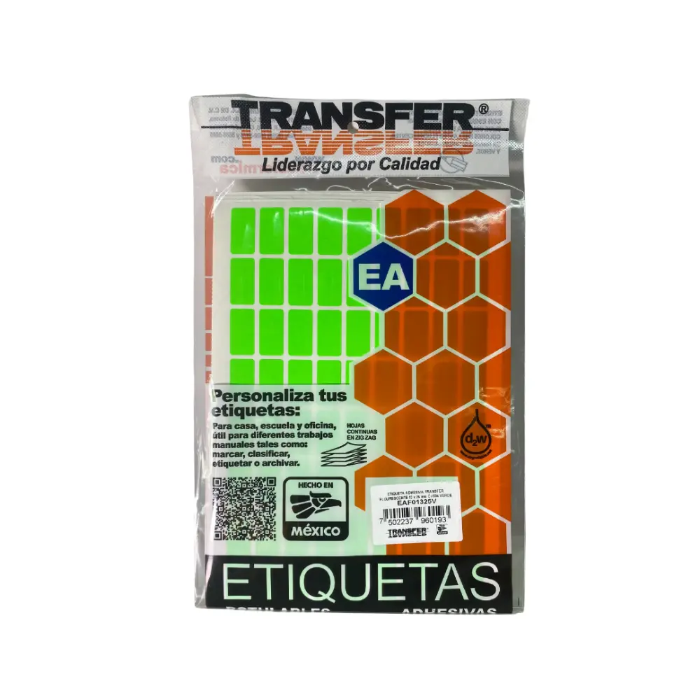 ETIQUETA ADHESIVA TRANSFER VERDE NO.8  13X25 MM. C/504